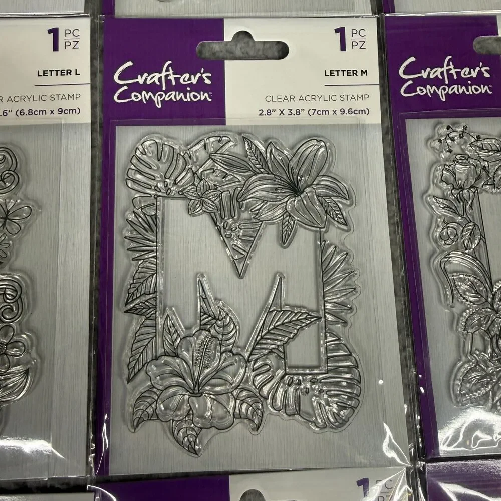 Crafters Companion Floral Alphabet Clear Acrylic Stamp Set Complete A-Z Plus NIP
